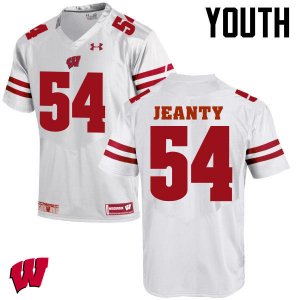 Youth Wisconsin Badgers NCAA #54 Dallas Jeanty White Authentic Under Armour Stitched College Football Jersey UJ31V05NR